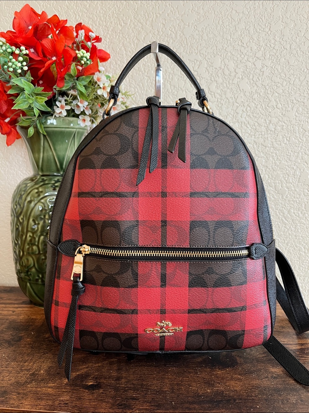 Coach Jordyn Backpack In Signature Canvas With Field Plaid Print F80056